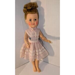 1950 Vintage Ideal 17" Shirley Temple Doll ST-17-1 Sleepy Eyes Dress